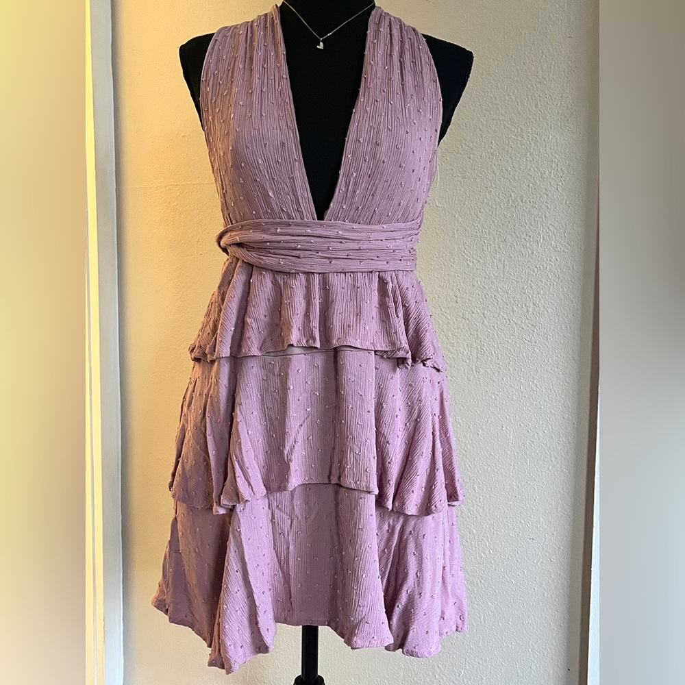 Lulu's Lavender Backless Tiered Dress